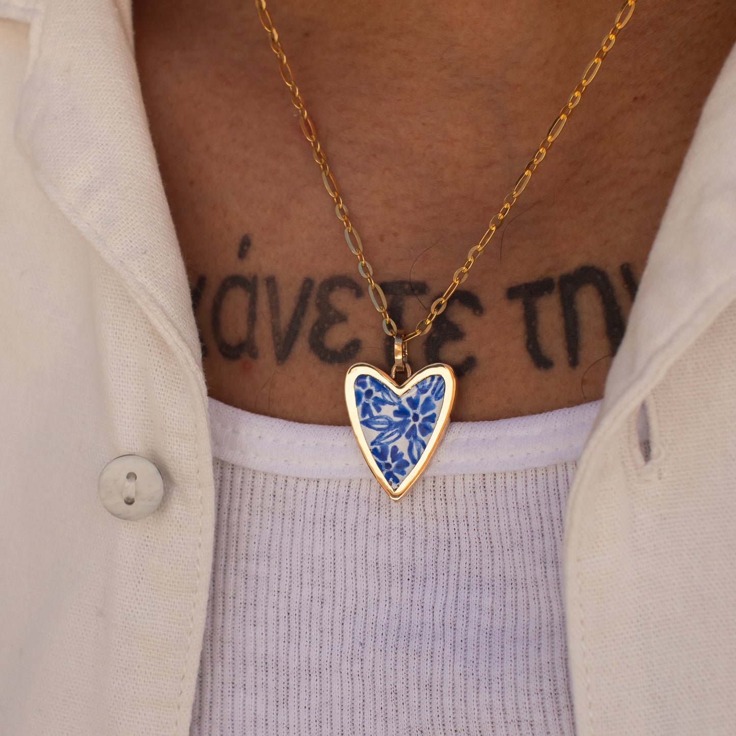 Collar Talavera Corazón - azul