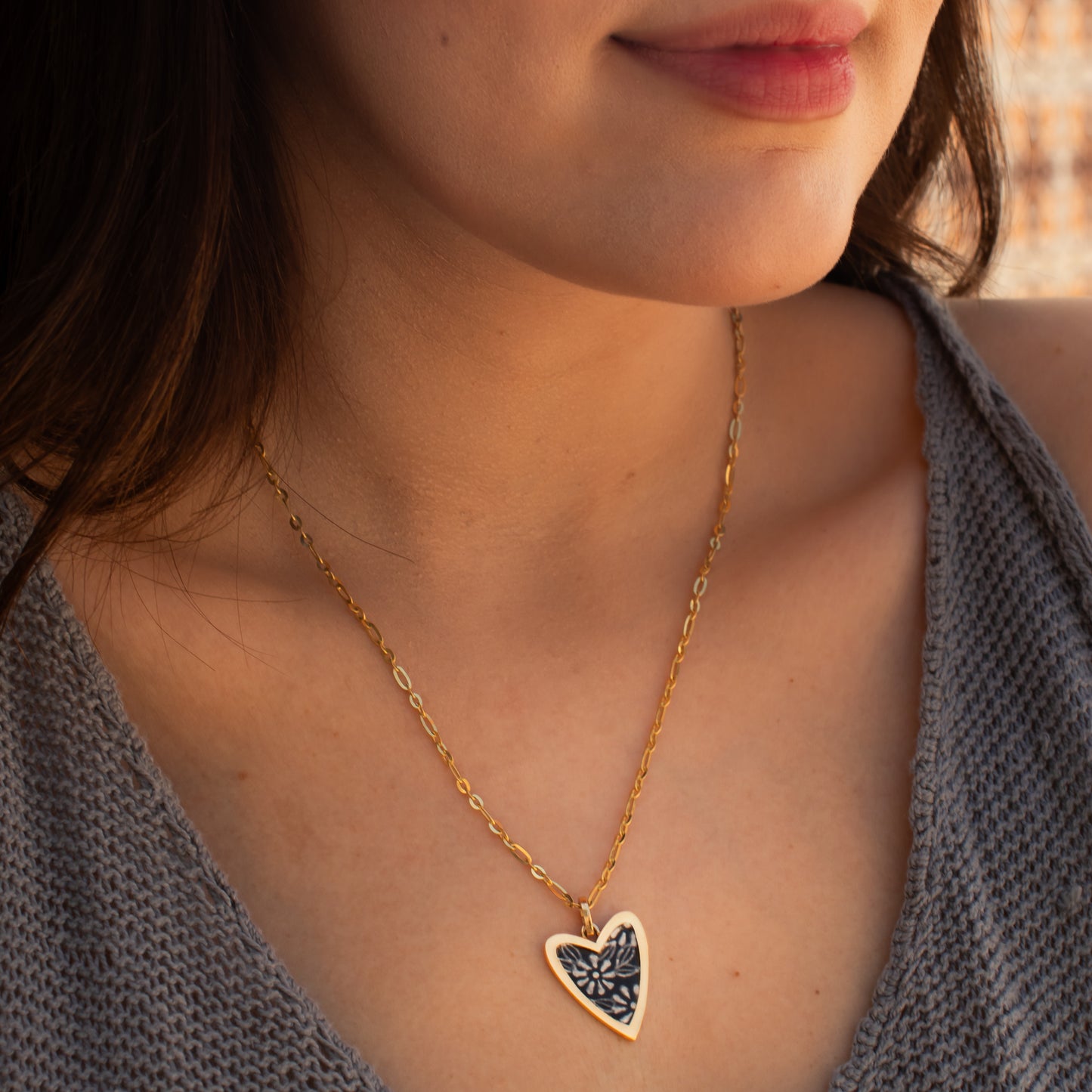 Talavera Heart necklace - black