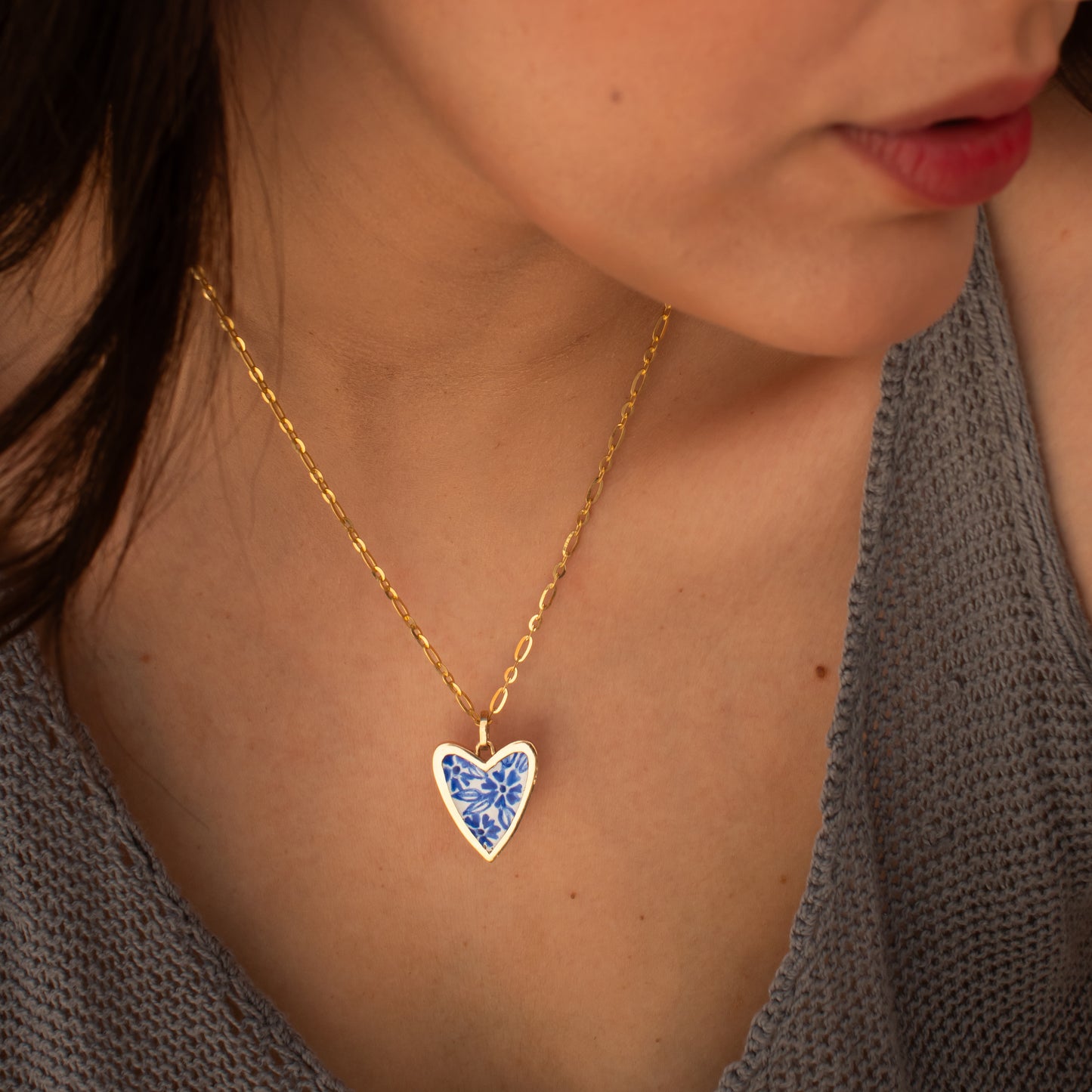 Collar Talavera Corazón - azul