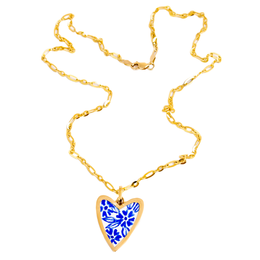 Talavera Heart necklace - blue